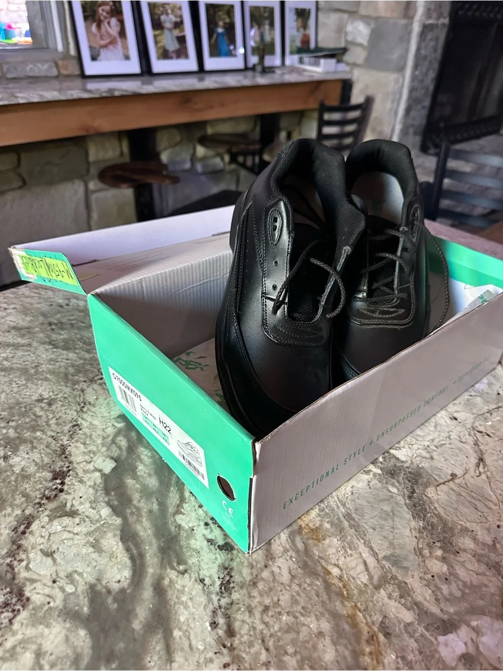 Apex Black Leather-Look Lace-Up Comfort Oxfords